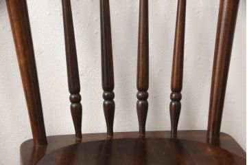 和製ビンテージ　松本民芸家具　希少品　86型スピンドルチェア　滑らかな質感と落ち着いた木色が魅力のウィンザーチェア(椅子、ダイニングチェア、板座チェア、ウインザーチェア、ヴィンテージ)(R-064503)