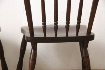 和製ビンテージ　松本民芸家具　希少品　86型スピンドルチェア　滑らかな質感と落ち着いた木色が魅力のウィンザーチェア(椅子、ダイニングチェア、板座チェア、ウインザーチェア、ヴィンテージ)(R-064503)