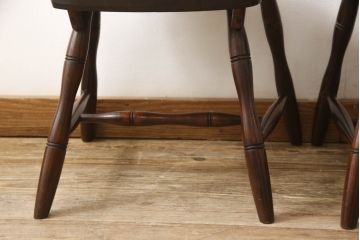 和製ビンテージ　松本民芸家具　希少品　86型スピンドルチェア　滑らかな質感と落ち着いた木色が魅力のウィンザーチェア(椅子、ダイニングチェア、板座チェア、ウインザーチェア、ヴィンテージ)(R-064503)