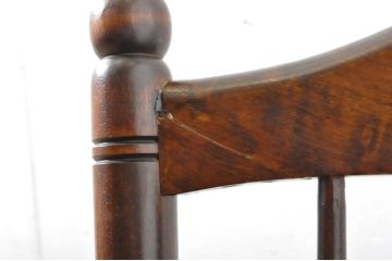 ジャンク品　和製ビンテージ　松本民芸家具　希少品　86型スピンドルチェア　滑らかな質感と落ち着いた木色が魅力のウィンザーチェア(椅子、ダイニングチェア、板座チェア、ウインザーチェア、ヴィンテージ)(R-064504)