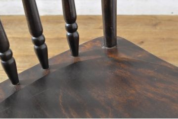 ジャンク品　和製ビンテージ　松本民芸家具　希少品　86型スピンドルチェア　滑らかな質感と落ち着いた木色が魅力のウィンザーチェア(椅子、ダイニングチェア、板座チェア、ウインザーチェア、ヴィンテージ)(R-064505)