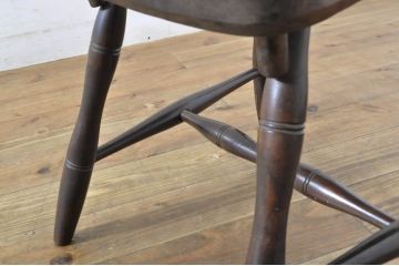 ジャンク品　和製ビンテージ　松本民芸家具　希少品　86型スピンドルチェア　滑らかな質感と落ち着いた木色が魅力のウィンザーチェア(椅子、ダイニングチェア、板座チェア、ウインザーチェア、ヴィンテージ)(R-064505)