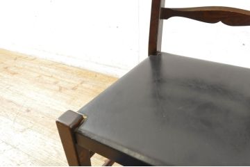 和製ビンテージ　松本民芸家具風　ナラ(楢)材　木のあたたかみが感じられるラダーバックチェア(ダイニングチェア、板座チェア、椅子、イス、ヴィンテージ)(R-064511)