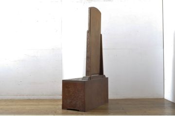 中古　美品　日光彫り　大振りな花の意匠が目を惹く鏡台(ミラー、姿見、ドレッサー、化粧台)(R-064521)