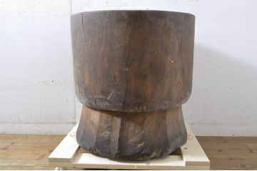 和製アンティーク　味わい深い総欅(ケヤキ)材の臼(ウス、うす、ディスプレイ、DIY)(R-064522)