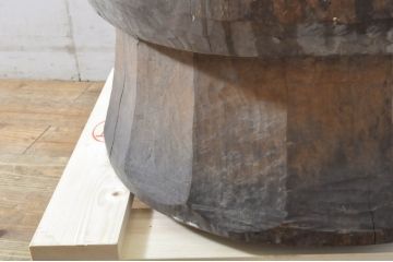 和製アンティーク　味わい深い総欅(ケヤキ)材の臼(ウス、うす、ディスプレイ、DIY)(R-064522)