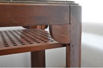 オランダビンテージ　真鍮枠にガラス天板の存在感ある重厚なテーブル(作業台、ダイニングテーブル、ヴィンテージ)(R-064523)