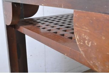 オランダビンテージ　真鍮枠にガラス天板の存在感ある重厚なテーブル(作業台、ダイニングテーブル、ヴィンテージ)(R-064523)