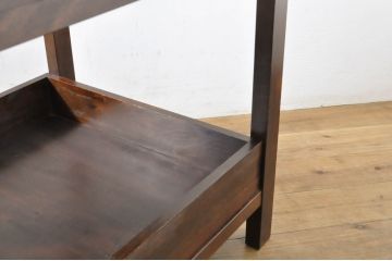 和製ビンテージ　シンプル和モダンな民芸家具デザインが魅力の二段衣装盆棚(衣装箱、置き盆、オープンラック、収納棚、陳列棚、店舗什器、ヴィンテージ)(R-064528)