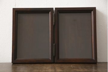 和製ビンテージ　希少な絶版品!!　北海道民芸家具　シックな色合いが魅力的な小物3点セット(写真立て、フォトフレーム、ゴミ箱、くず入れ、ティッシュケース、ティッシュボックス、ヴィンテージ)(R-064537)