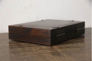 和製ビンテージ　希少な絶版品!!　北海道民芸家具　シックな色合いが魅力的な小物3点セット(写真立て、フォトフレーム、ゴミ箱、くず入れ、ティッシュケース、ティッシュボックス、ヴィンテージ)(R-064537)