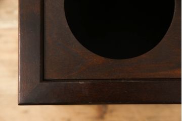 和製ビンテージ　希少な絶版品!!　北海道民芸家具　シックな色合いが魅力的な小物3点セット(写真立て、フォトフレーム、ゴミ箱、くず入れ、ティッシュケース、ティッシュボックス、ヴィンテージ)(R-064537)