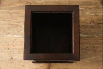 和製ビンテージ　希少な絶版品!!　北海道民芸家具　シックな色合いが魅力的な小物3点セット(写真立て、フォトフレーム、ゴミ箱、くず入れ、ティッシュケース、ティッシュボックス、ヴィンテージ)(R-064537)
