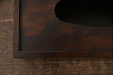 和製ビンテージ　希少な絶版品!!　北海道民芸家具　シックな色合いが魅力的な小物3点セット(写真立て、フォトフレーム、ゴミ箱、くず入れ、ティッシュケース、ティッシュボックス、ヴィンテージ)(R-064537)