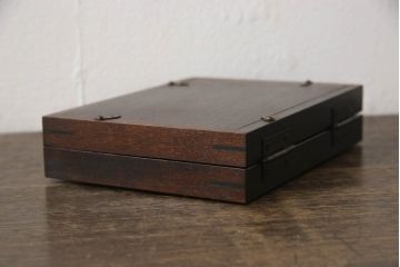 和製ビンテージ　希少な絶版品!!　北海道民芸家具　シックな色合いが魅力的な小物3点セット(写真立て、フォトフレーム、ゴミ箱、くず入れ、ティッシュケース、ティッシュボックス、ヴィンテージ)(R-064538)