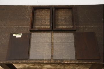和製ビンテージ　希少な絶版品!!　北海道民芸家具　シックな色合いが魅力的な小物3点セット(写真立て、フォトフレーム、ゴミ箱、くず入れ、ティッシュケース、ティッシュボックス、ヴィンテージ)(R-064538)