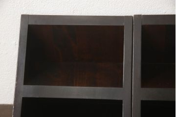 和製ビンテージ　希少な絶版品!!　北海道民芸家具　シックな色合いで落ち着いた空間を演出するHM901 本立てとブックエンドのセット(ブックスタンド、花台、ディスプレイ台、ペン立て、小物収納、卓上収納、飾り棚、ヴィンテージ)(R-064541)