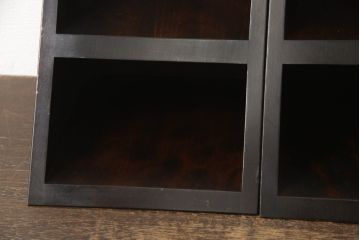 和製ビンテージ　希少な絶版品!!　北海道民芸家具　シックな色合いで落ち着いた空間を演出するHM901 本立てとブックエンドのセット(ブックスタンド、花台、ディスプレイ台、ペン立て、小物収納、卓上収納、飾り棚、ヴィンテージ)(R-064541)