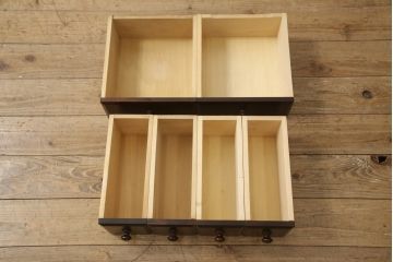 和製ビンテージ　北海道民芸家具　絶版品　アレンジ次第で様々な使い方ができる卓上収納(小引き出し、小物収納、ヴィンテージ)(R-064542)