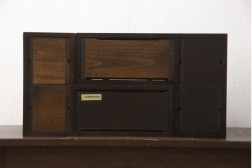 和製ビンテージ　北海道民芸家具　絶版品　アレンジ次第で様々な使い方ができる卓上収納(小引き出し、小物収納、ヴィンテージ)(R-064542)