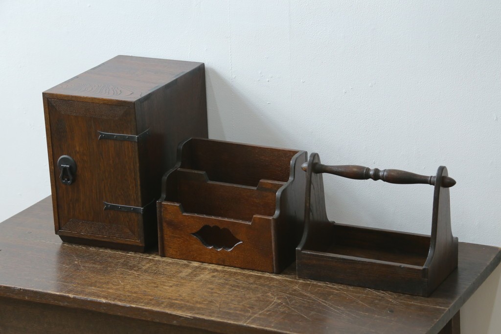 和製アンティーク　希少!!　武井武雄　刊本作品専用保存箱とペン立て・トレーの3点セット　(R-064546)