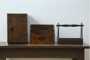 和製アンティーク　希少!!　武井武雄　刊本作品専用保存箱とペン立て・トレーの3点セット　(R-064546)