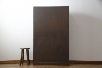 和製アンティーク　大正ロマン　栗材　細やかな意匠が魅力的!古い洋館で使われていた大振りの本箱(ブックケース、収納棚、戸棚、サイドキャビネット)(R-064551)