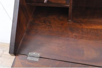 中古　美品　松本民芸家具風　和モダンスタイルにおすすめなライティングビューロー(簿記机、ワークデスク、在宅用、在宅ワーク用、引き出し)(R-064553)