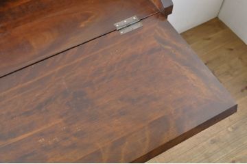 中古　美品　松本民芸家具風　和モダンスタイルにおすすめなライティングビューロー(簿記机、ワークデスク、在宅用、在宅ワーク用、引き出し)(R-064553)