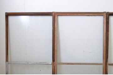 アンティーク建具　ペイント仕上げ限定　シンプルなデザインで取り入れやすいガラス窓4枚セット(ガラス戸、引き戸)(R-064556)