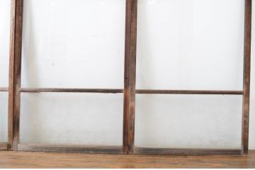 アンティーク建具　ペイント仕上げ限定　シンプルなデザインで取り入れやすいガラス窓4枚セット(ガラス戸、引き戸)(R-064556)
