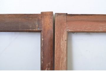 アンティーク建具　ペイント仕上げ限定　シンプルなデザインで取り入れやすいガラス窓4枚セット(ガラス戸、引き戸)(R-064556)