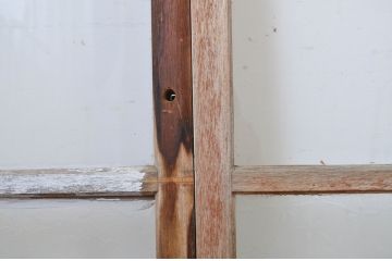 アンティーク建具　ペイント仕上げ限定　シンプルなデザインで取り入れやすいガラス窓4枚セット(ガラス戸、引き戸)(R-064556)