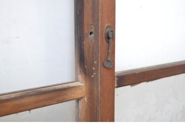アンティーク建具　ペイント仕上げ限定　シンプルなデザインで取り入れやすいガラス窓4枚セット(ガラス戸、引き戸)(R-064556)