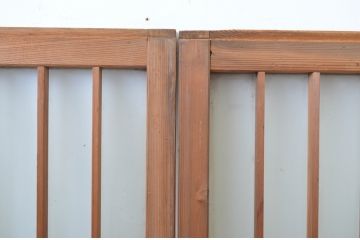 アンティーク建具　レトロな空間演出におすすめ!格子入りのガラス窓2枚セット(引き戸、ガラス戸)(R-064557)