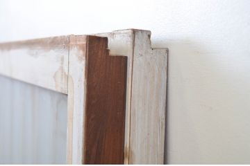 アンティーク建具　レトロな空間演出におすすめ!格子入りのガラス窓2枚セット(引き戸、ガラス戸)(R-064557)