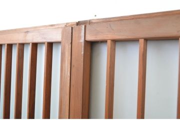 アンティーク建具　レトロな空間演出におすすめ!格子入りのガラス窓2枚セット(引き戸、ガラス戸)(R-064558)