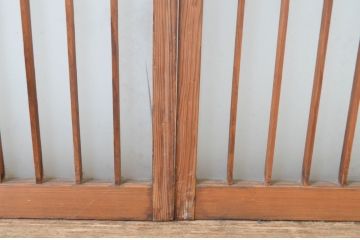 アンティーク建具　レトロな空間演出におすすめ!格子入りのガラス窓2枚セット(引き戸、ガラス戸)(R-064558)