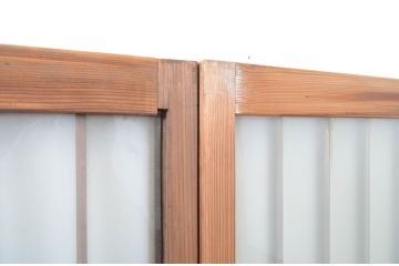 アンティーク建具　レトロな空間演出におすすめ!格子入りのガラス窓2枚セット(引き戸、ガラス戸)(R-064558)