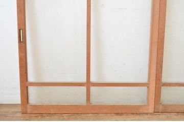 アンティーク建具　アーチデザインがお洒落なガラス窓2枚セット(ガラス戸、引き戸)(R-064560)