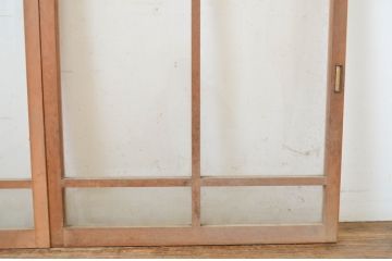 アンティーク建具　アーチデザインがお洒落なガラス窓2枚セット(ガラス戸、引き戸)(R-064560)