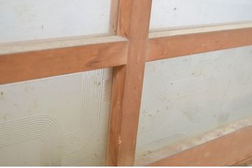 アンティーク建具　アーチデザインがお洒落なガラス窓2枚セット(ガラス戸、引き戸)(R-064560)