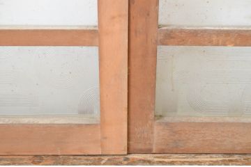 アンティーク建具　アーチデザインがお洒落なガラス窓2枚セット(ガラス戸、引き戸)(R-064560)