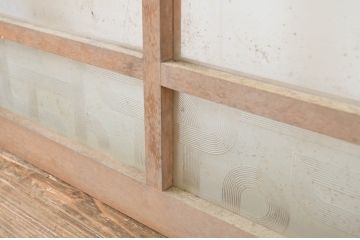 アンティーク建具　アーチデザインがお洒落なガラス窓2枚セット(ガラス戸、引き戸)(R-064560)
