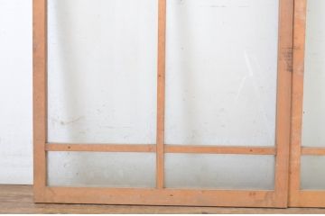 アンティーク建具　アーチデザインがお洒落なガラス窓2枚セット(ガラス戸、引き戸)(R-064560)
