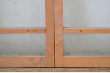 アンティーク建具　アーチデザインがお洒落なガラス窓2枚セット(ガラス戸、引き戸)(R-064560)
