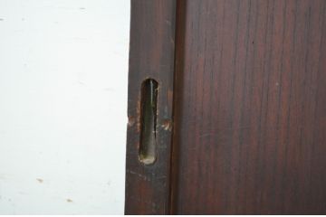 アンティーク建具　古い欅(ケヤキ)材の鏡板が趣を醸し出している小さな窓2枚セット(ガラス戸、引き戸)(R-064561)