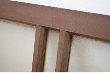 アンティーク建具　シンプルでインテリアに取り入れやすい明かり取り3枚セット(ガラス欄間、明り取り)(R-064562)