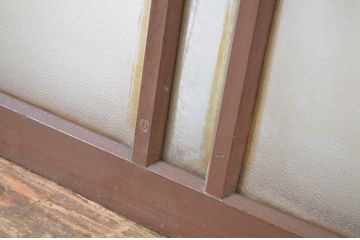 アンティーク建具　シンプルでインテリアに取り入れやすい明かり取り3枚セット(ガラス欄間、明り取り)(R-064562)