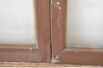 アンティーク建具　シンプルでインテリアに取り入れやすい明かり取り3枚セット(ガラス欄間、明り取り)(R-064562)